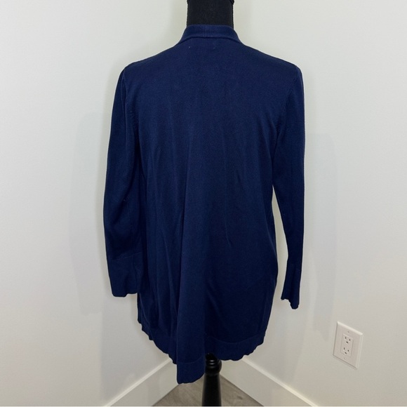 JM Collection Blue Long Sleeve Front Open Cardigan (S) - Picture 4 of 6